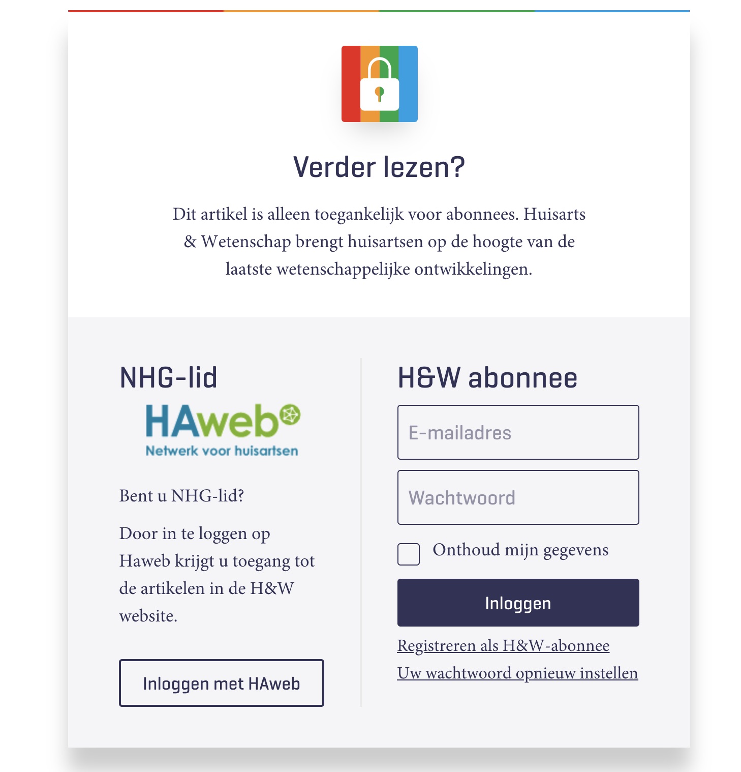 Login voor Haweb