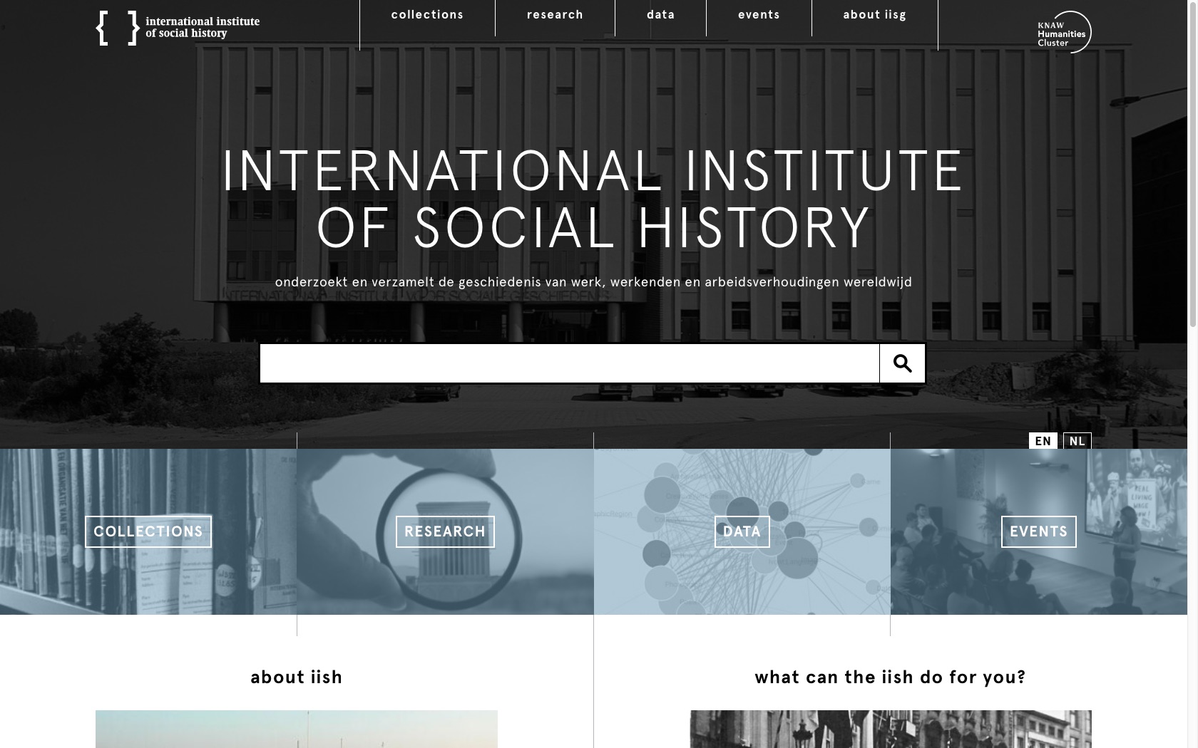 Homepage van IISG