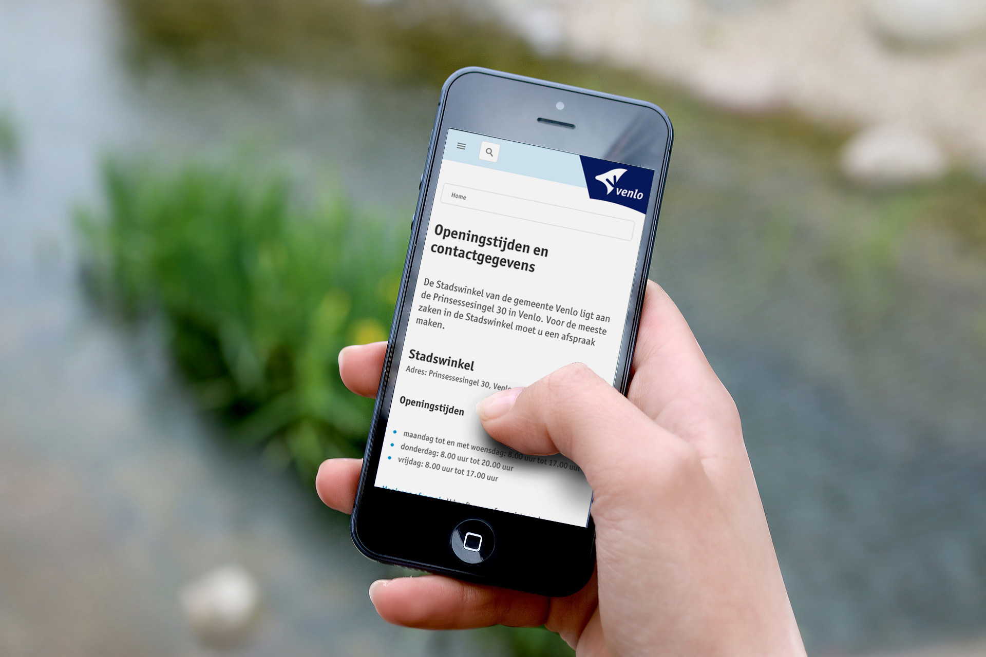 Website van Gemeente Venlo op een iPhone