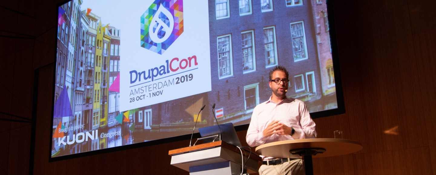 Dries Buytaert presenteert over DrupalCon 2019 Amsterdam